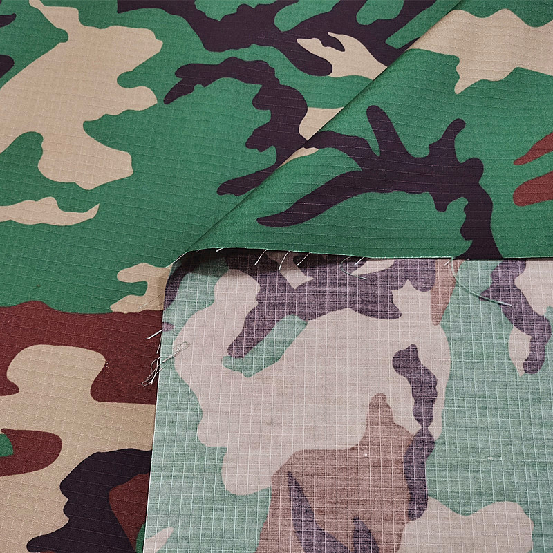 厂家现货迷彩布料涤棉格子印花品质好TC丛林服装面料