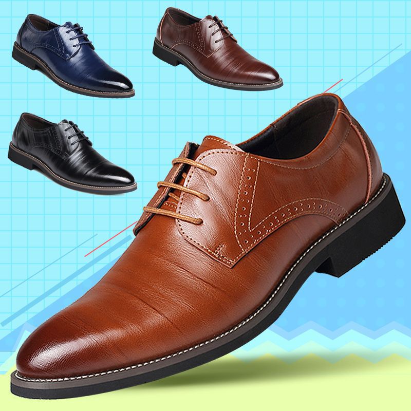 Cross-Border Large Size Men's Shoes Soft Sole Business Casual Genuine Leather Formal Office Shoes Wedding Groomsmen Shoes Dating Men's Trendy Shoes Cross-Border Large Size Men's Shoes Soft Sole Business Casual Genuine Leather Formal Office Shoes Wedding Groomsmen Shoes Dating Men's Trendy Shoes