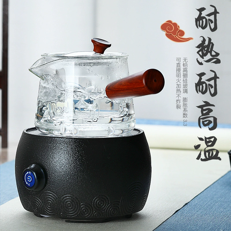 梵师 Glass чайник для домашнего использования, держатель для сигарет, прозрачный чайный набор, увеличенная толщина