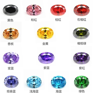 工厂批发5A 蛋形白色彩色锆石裸石 合成尖底椭圆形彩色皓石CZ钻