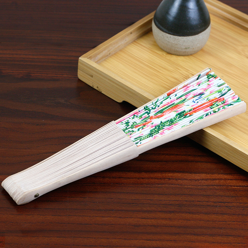 Abanico Publicitario de Madera Español de 23 cm, Abanico Plegable de Madera con Tela Estampada, Cuadrado de 24 cm, Cuadrado de 18 cm, Cuadrado de 16 cm