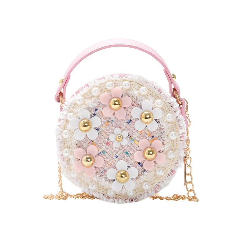 Bolso de los niños de las nuevas mujeres de moda Mini pequeño bolso redondo bolso de La Flor de moda pequeño bolso estilo coreano hombro crossbody Accesorios
