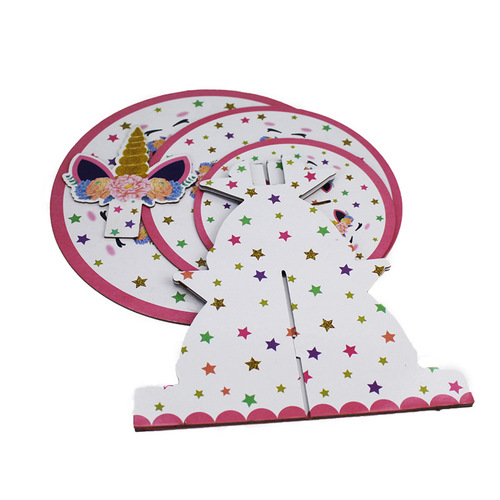 Cross-border unicorn paper cake stand party birthday party decoration three-layer disc display dessert stand