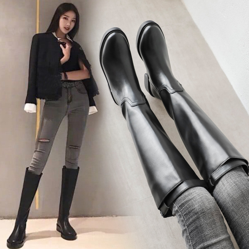 Kw-5 Knight Boots Women's Over-The-Knee Boots 2024 Autumn and Winter New Thick Heel Military Boots Large Size Women's Shoes 41-43