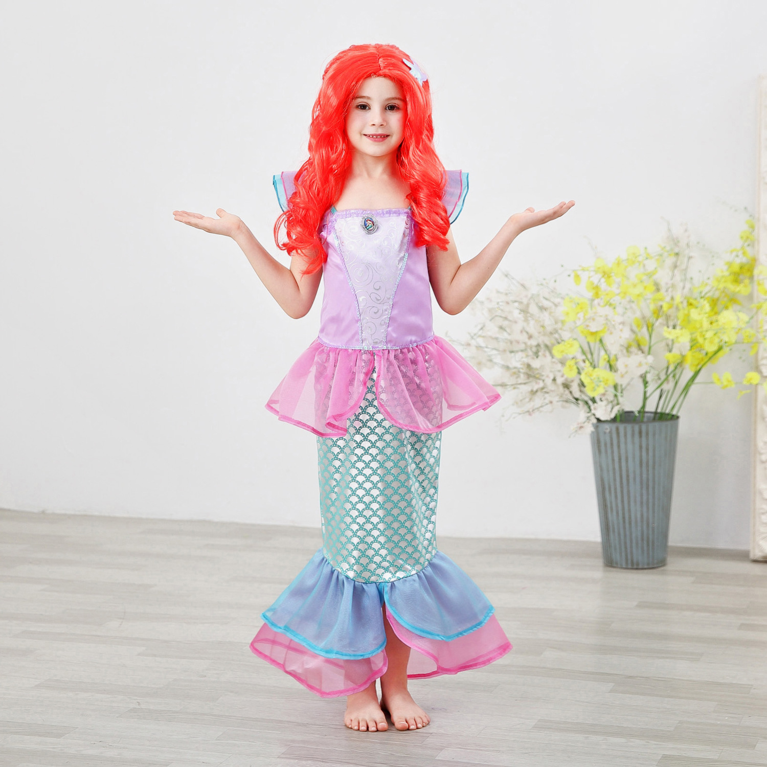 Vestido de sirena vestido de comercio exterior para niños 2018 ropa para niños vestido de princesa para Niñas Ropa de falda de Halloween para niños