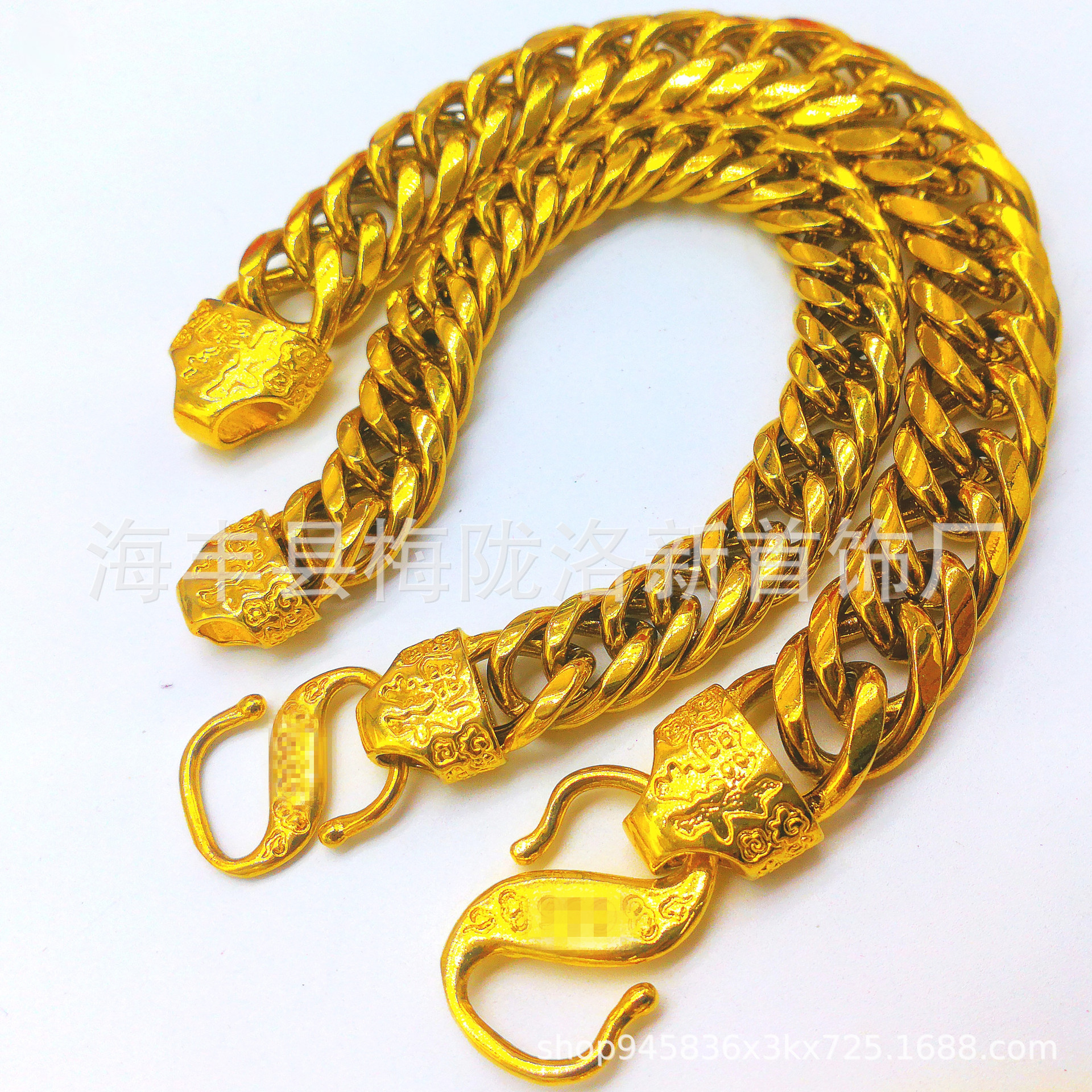 Brass Plated gold double blessing head boss bracelet plated thick gold 5-15 specifications complete factory spot wholesale