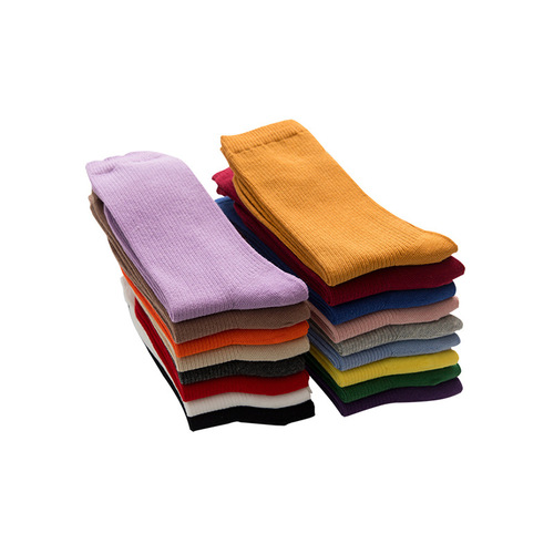 New product Dui Dui Socks Women's Cotton Autumn and Winter Japanese Solid Color Cotton Candy Mid-Tube Trendy Socks College Style Warm Striped Socks for Women