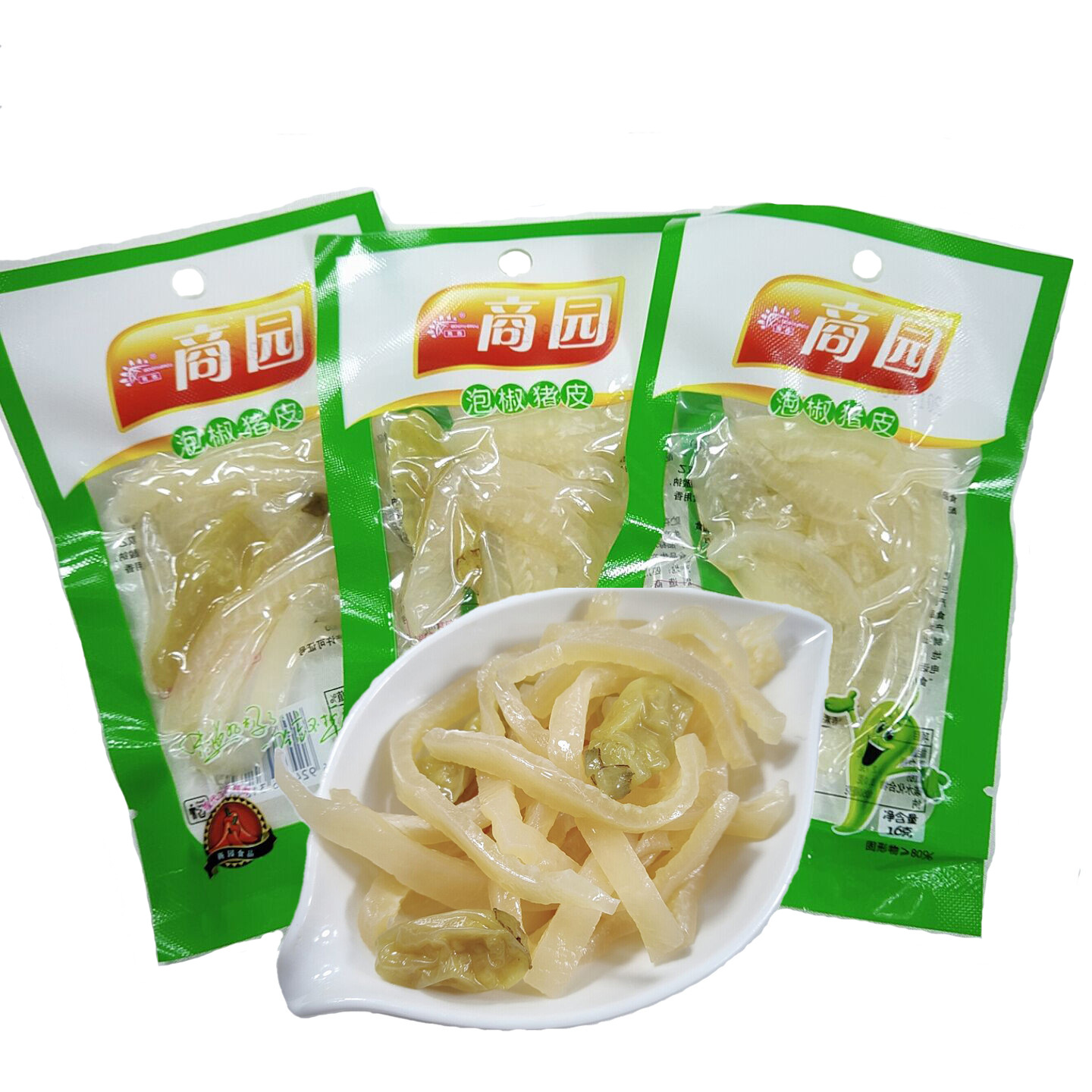 山椒猪皮晶小包装16g泡椒猪皮晶泡椒味猪肉零食副食整箱批发