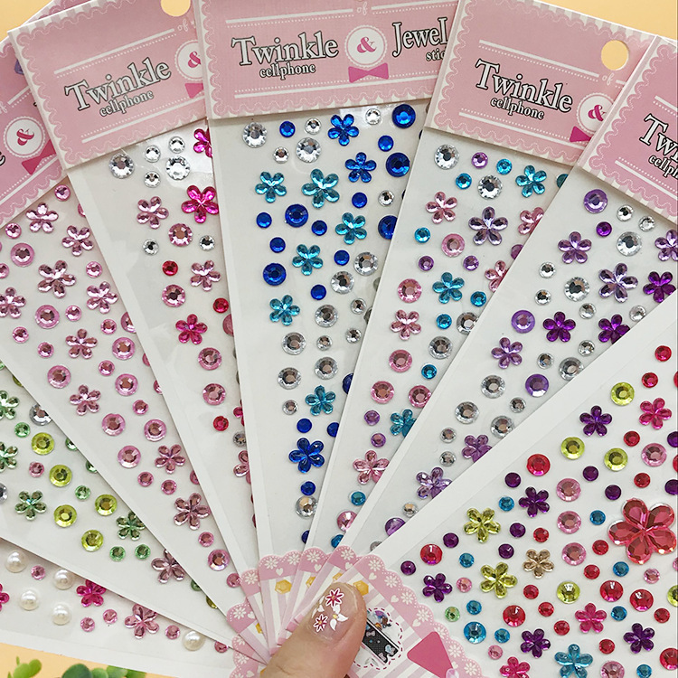 Children's Diamond Crystal Acrylic Stickers Kindergarten DIY Handmade Decoration Creative Stickers Mobile Phone Decorative Stickers