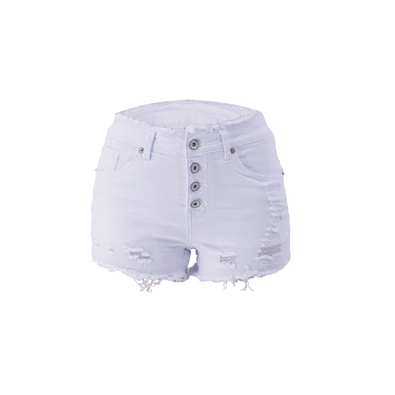 2023 primavera nuevo en stock al por mayor americano Amazon primavera y verano nuevo botón borla borde ropa de mujer Pantalones cortos de mezclilla