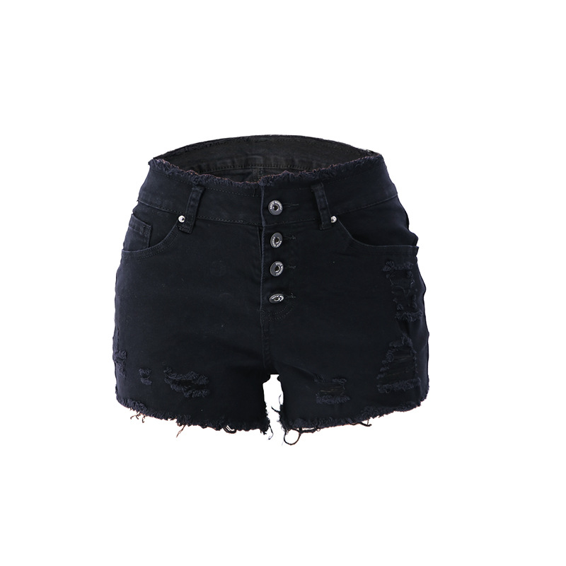2023 primavera nuevo en stock al por mayor americano Amazon primavera y verano nuevo botón borla borde ropa de mujer Pantalones cortos de mezclilla