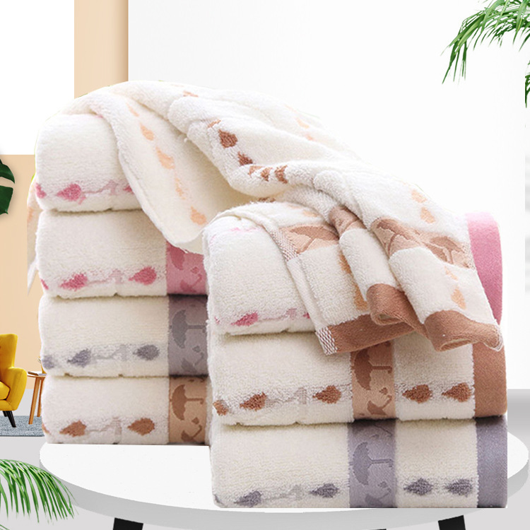 Manufacturer in Stock Wholesale Jacquard Thickeneded Umbrella Towel Texture Pure Cotton Couple Supermarket Gift Can Be Processed with Logos