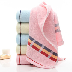 Manufacturer wholesale chain grid pure cotton towel adult thick absorbent face wash cotton face towel embroidered logo gift box set