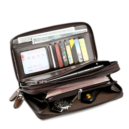 Men's Handbags New Handbags Men's Clutch Double Zipper Men's Handbag Clutch Bag Leather Bag Wallet Cross-border