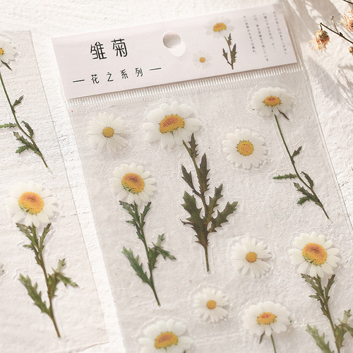 Mr. Paper PET Flat Sticker Flower Series Small Fresh Handbook Decoration Ink Word Plant Material DIY Sticker