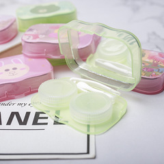 新款小鏡盒隱形眼鏡美瞳盒透明伴侶盒彩盒卡通隱形護理盒便攜批發