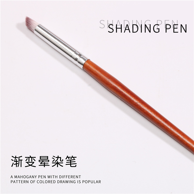 Directo de fábrica de madera roja varilla sello de uñas pluma suave pelo gradiente pluma flor oblicua boca redonda cabeza transición pluma