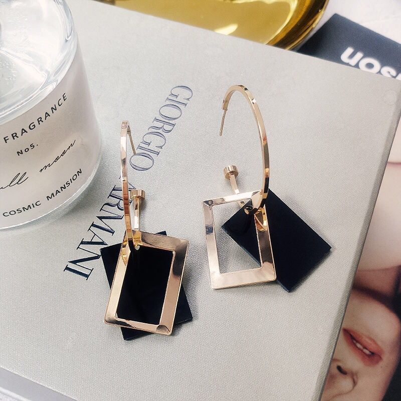 925银针性感夸张耳圈几何大耳环女韩国气质长款网红耳坠耳钉女配.