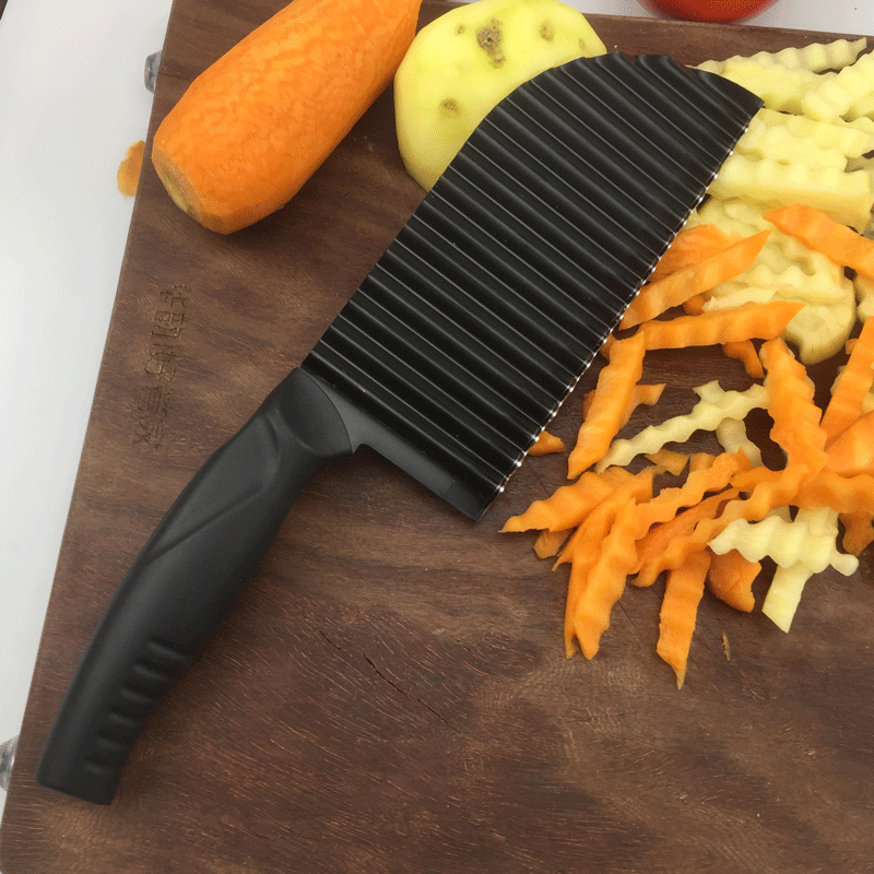 Las virutas del acero inoxidable cortan el cuchillo de patata del diente del lobo corte en forma de onda estilo de la flor acanalado virutas multiusos rebanada cuchillo de la onda en existencia