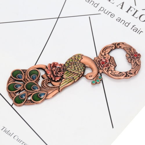 Cross-border manufacturer multi-functional beer opener creative retro alloy peacock beer opener