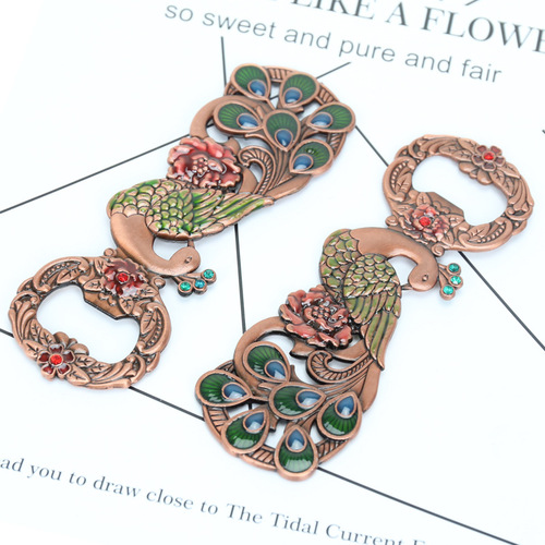 Cross-border manufacturer multi-functional beer opener creative retro alloy peacock beer opener