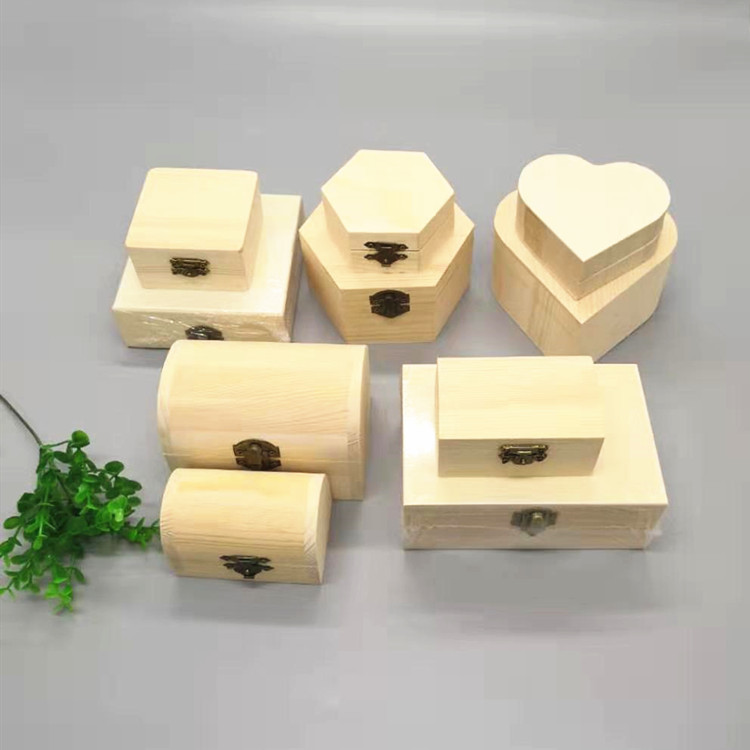 Children's Handmade DIY Wooden Jewelry Box Snowflake Mud Pearl Color Mud Clay Storage Box Pine Jewelry Accessories