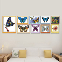 亚马逊新品十字绣蝴蝶系列客厅卧室小件自绣布艺学生自绣材料代发