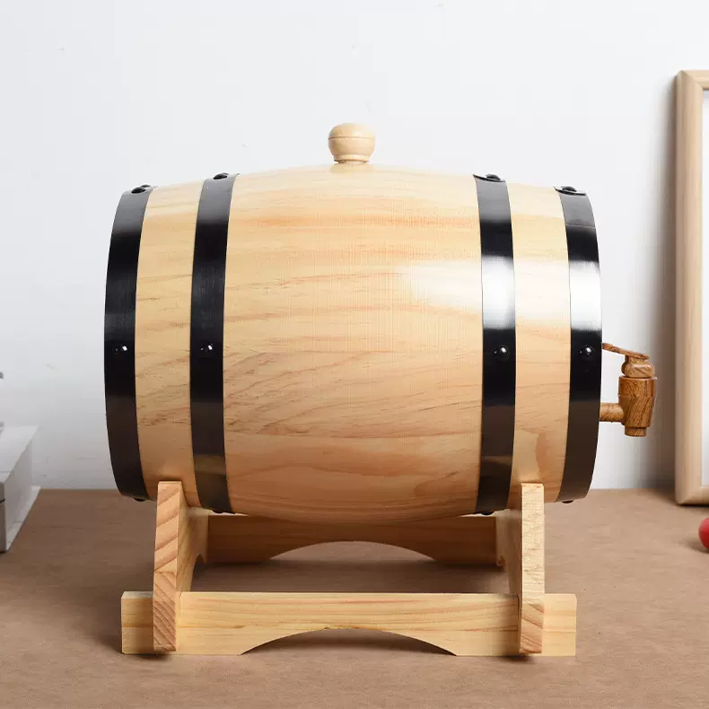 实木酒桶橡木酒吧吧台装饰摆件实木卧式红酒啤酒木桶可印logo