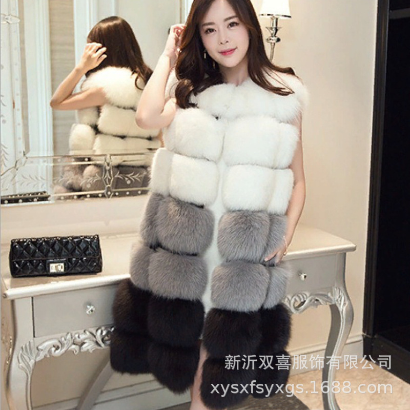 Factory wholesale autumn and winter fur vest New Fashion Women's long Korean imitation fox fur coat
