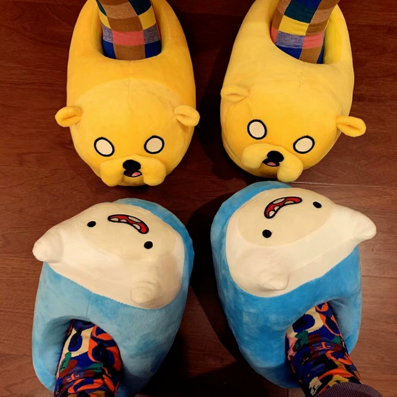 Plush Bag-Heel Slippers (Adventure Home) One Size up to EU 42, Cotton Plush, Indoor Warm
