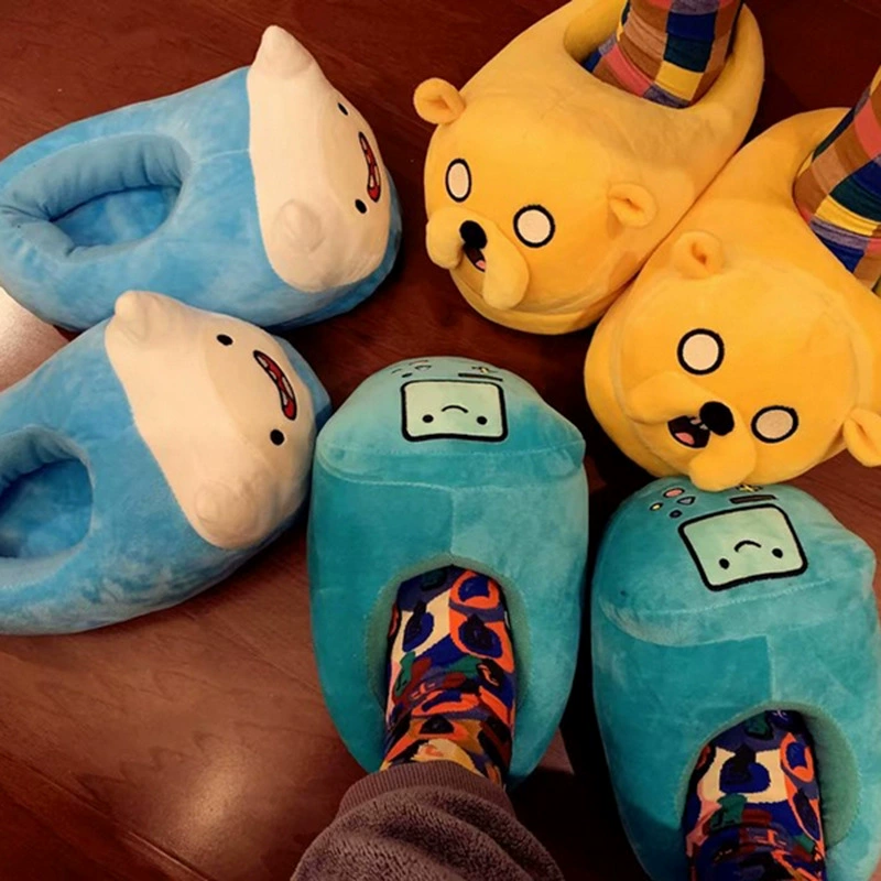 Plush Bag-Heel Slippers (Adventure Home) One Size up to EU 42, Cotton Plush, Indoor Warm
