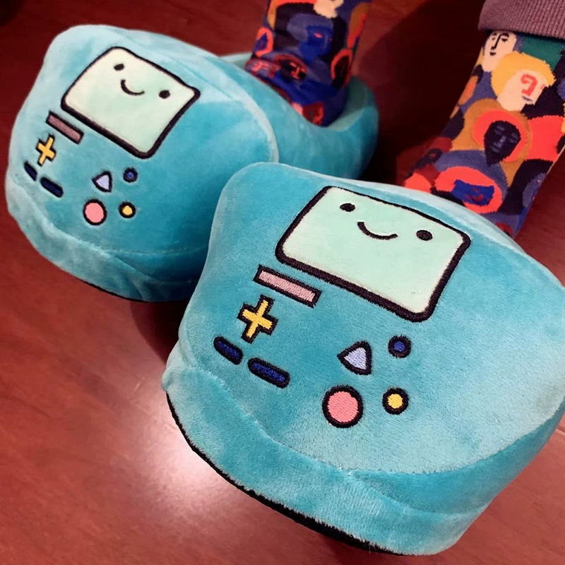 Plush Bag-Heel Slippers (Adventure Home) One Size up to EU 42, Cotton Plush, Indoor Warm