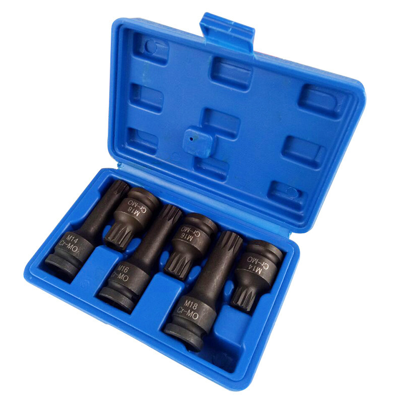 中空十二角批嘴孔气动一体套筒长短组套工具梅花M型带孔M14M16M18