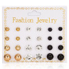 Zirconium, universal earrings from pearl with bow, 12 pair, flowered