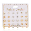 Zirconium, universal earrings from pearl with bow, 12 pair, flowered