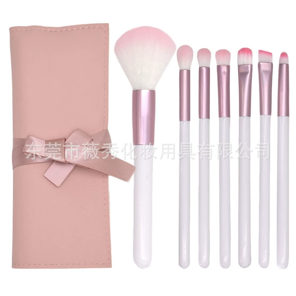 Handheld white polyurethane hair band with brush, 7 pieces