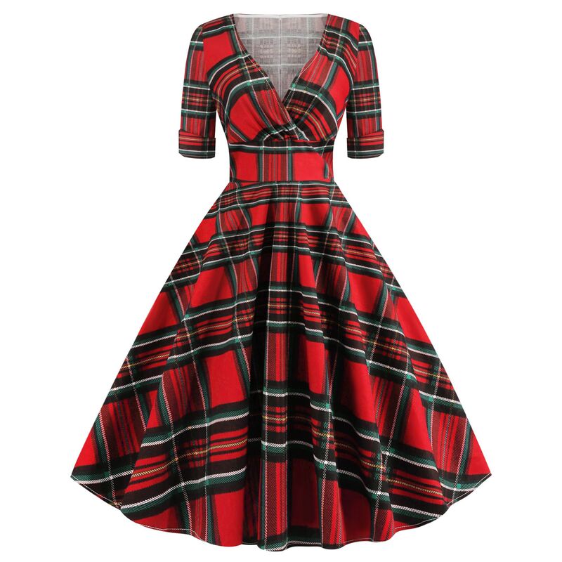 Amazon European and American Plaid Print Christmas Style Autumn and Winter Women's Clothing Ins Patchwork Dress Tutu Skirt 9002 Ins Style Amazon European and American Plaid Print Christmas Style Autumn and Winter Women's Clothing Ins Patchwork Dress Tutu Skirt 9002 Ins Style