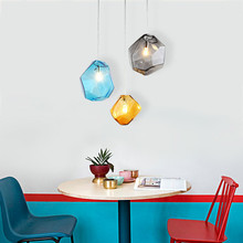 简约现代冰块水晶玻璃客厅吊灯个性餐厅吧台饭厅彩色石头组合吊灯