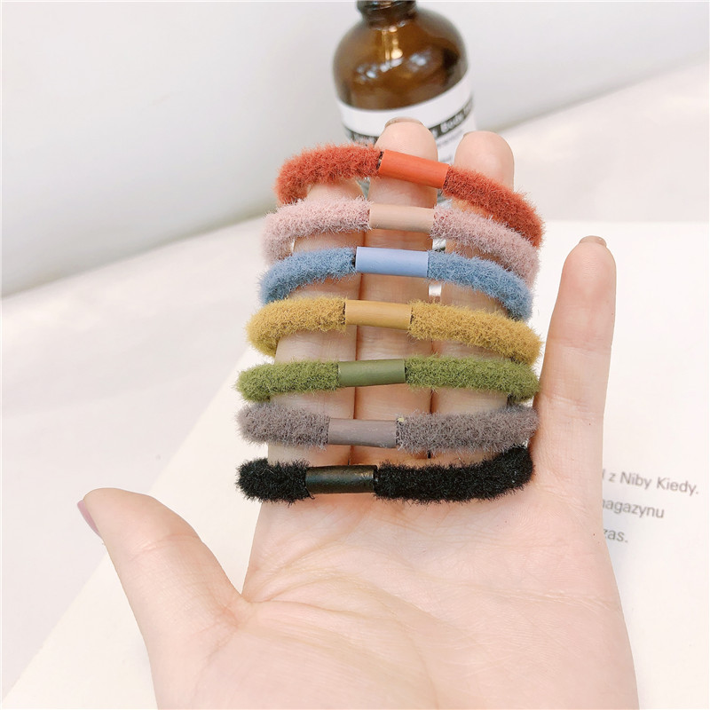 Otoño e invierno cuerda de pelo de visón de imitación temperamento básico banda de pelo de felpa cuerda de pelo de alta base elástica banda de goma accesorios para el cabello japonés y coreano para mujeres