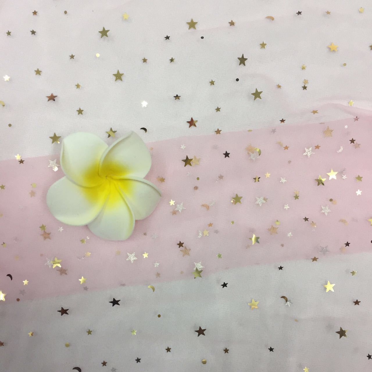 Ins arte estilo de tela de malla estrella Luna pieza de perforación de oro plata Hanfu ropa para niños Lolita tela de malla