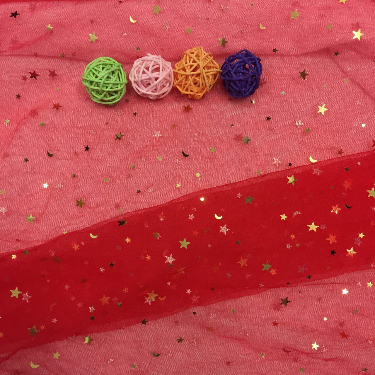 Ins arte estilo de tela de malla estrella Luna pieza de perforación de oro plata Hanfu ropa para niños Lolita tela de malla