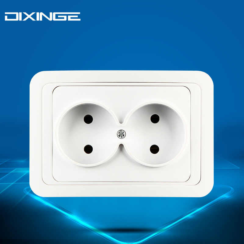 欧标2P电源插座ABS面板瓷座两位欧式不接线插座 欧规二极墙壁插座