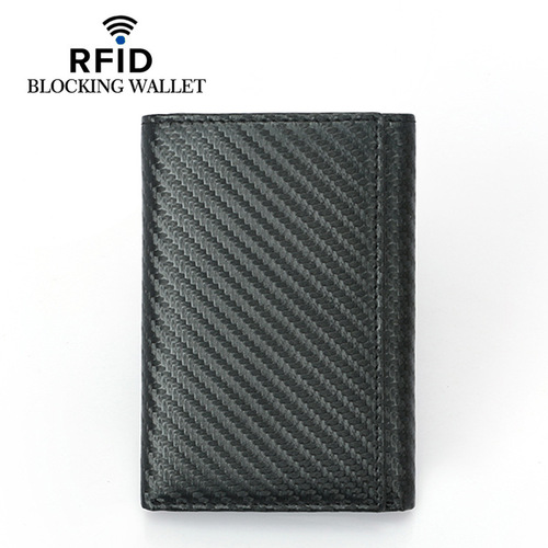 Amazon cross-border e-commerce carbon fiber large capacity RFID men's wallet 30% off multi-card slot cowhide wallet for men