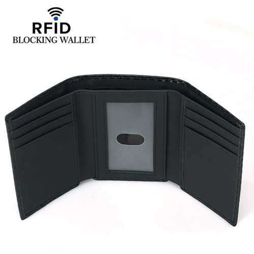 Amazon cross-border e-commerce carbon fiber large capacity RFID men's wallet 30% off multi-card slot cowhide wallet for men