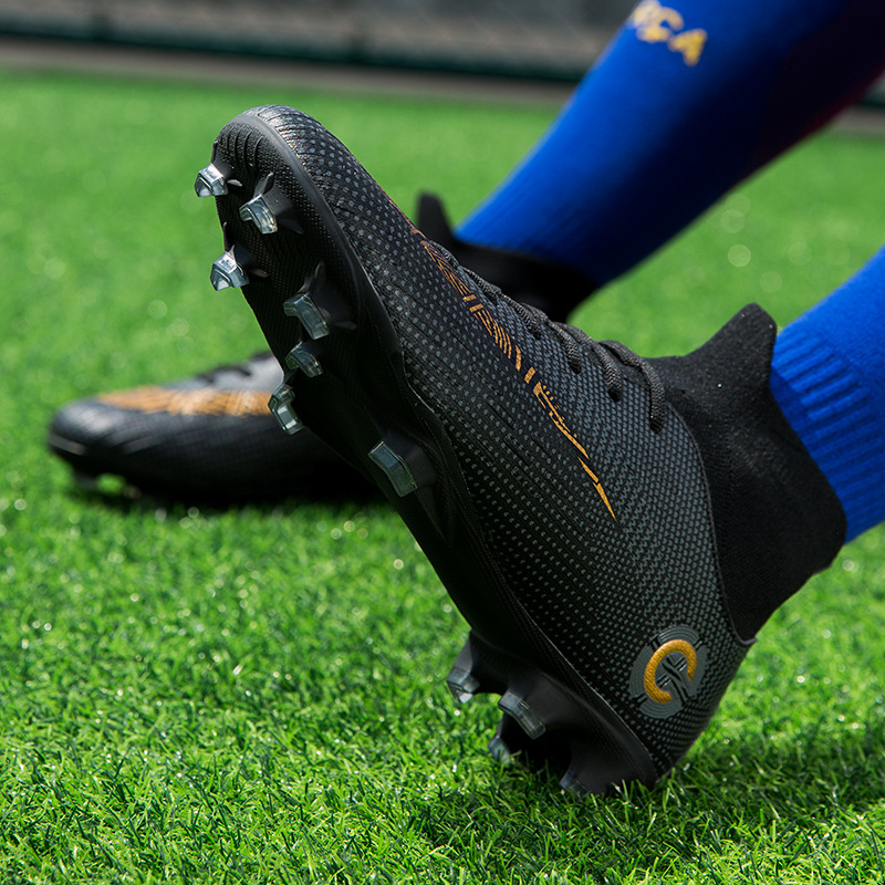 Football shoes wholesale large size high-top men's children's broken nail shoes leather top long nail glue large size youth sports shoes feet