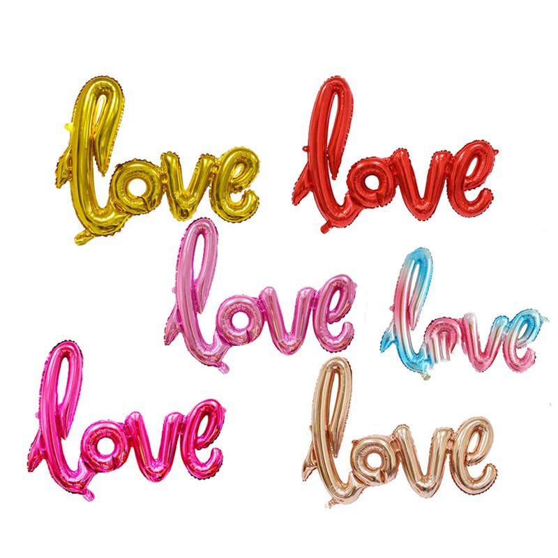 Градиентный воздушный шар из алюминиевой фольги Детский Английский С Днем Рождения Свадебный макет Радуга Сиамский воздушный шар LOVE