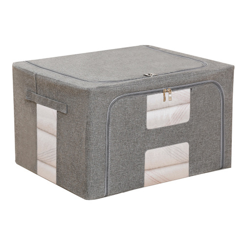 Wholesale Cotton Quilt Storage Box Oxford Cloth Clothes Organizer Bag Household Large Size Storage Box Wardrobe Steel Frame Box 