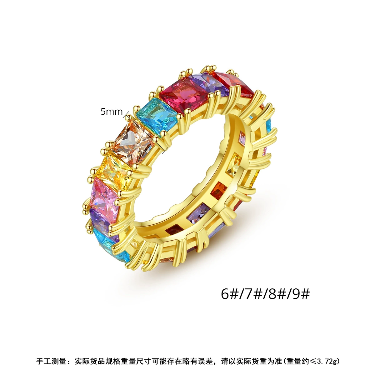 锦瑟 (Cross-border trading), brass fashionable ring with stone with zircon, European style, light luxury style