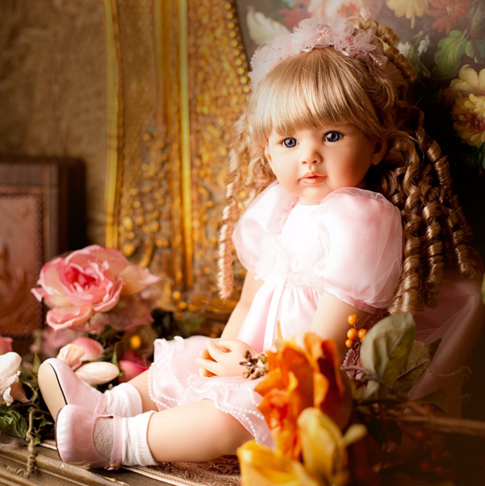 Npk60cm Rosa princesa muñeca renacido niño princesa