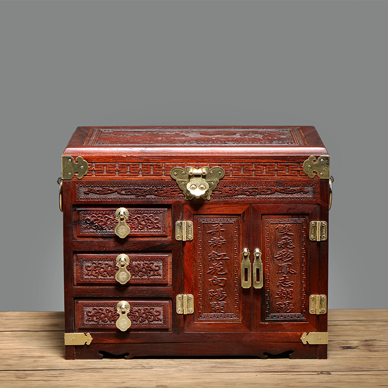 Red Sour Branch Hundred Years Good Fit with Flannel Jewelry Box Redwood Blood Sandalwood Jewelry Storage Box Home Craft Gift with Lock
